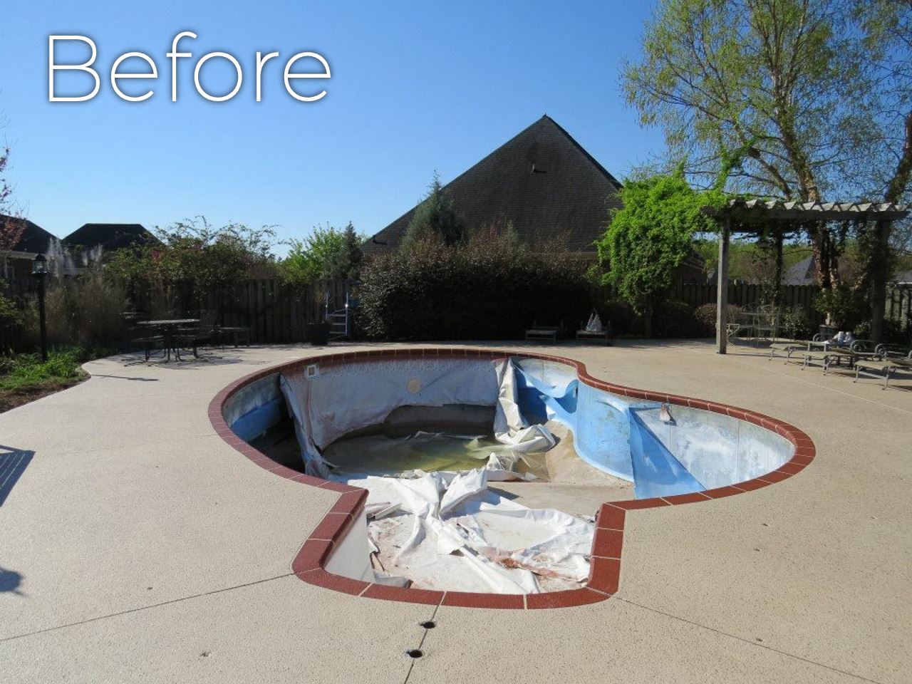 Before: liner replacement for kidney pool